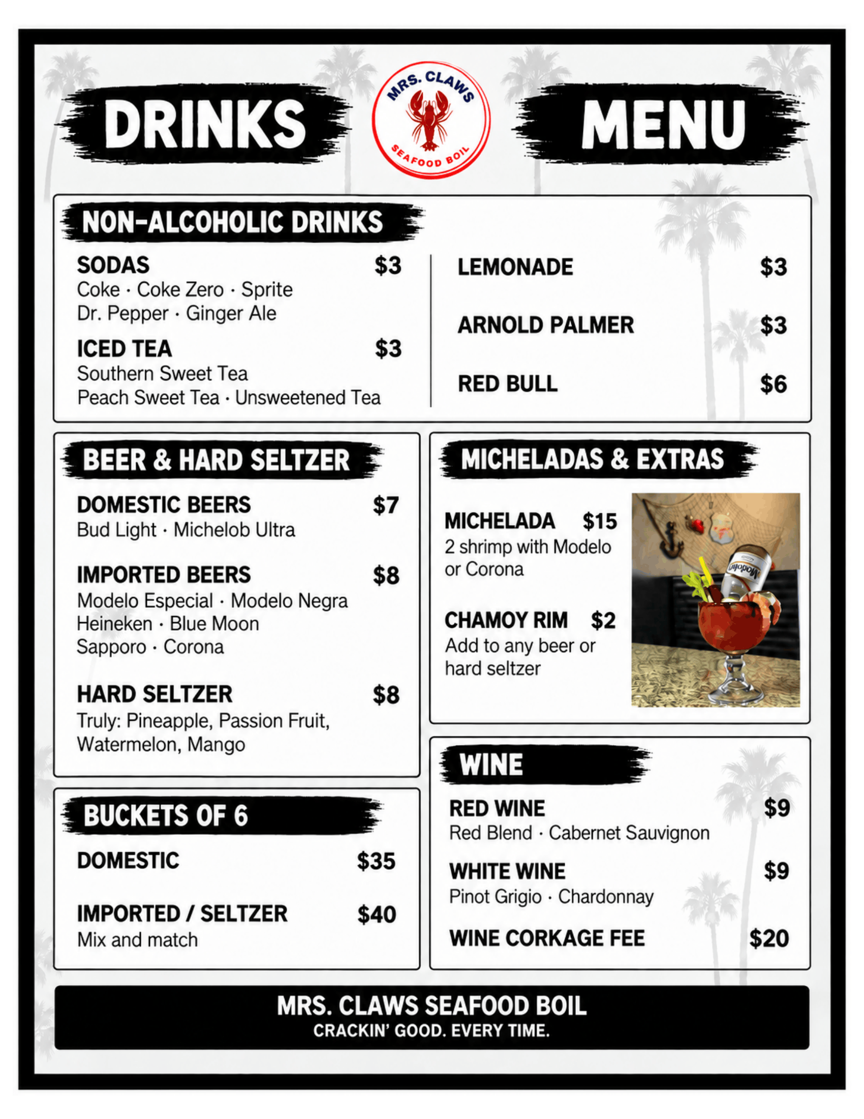 Mrs. Claws Drink menu